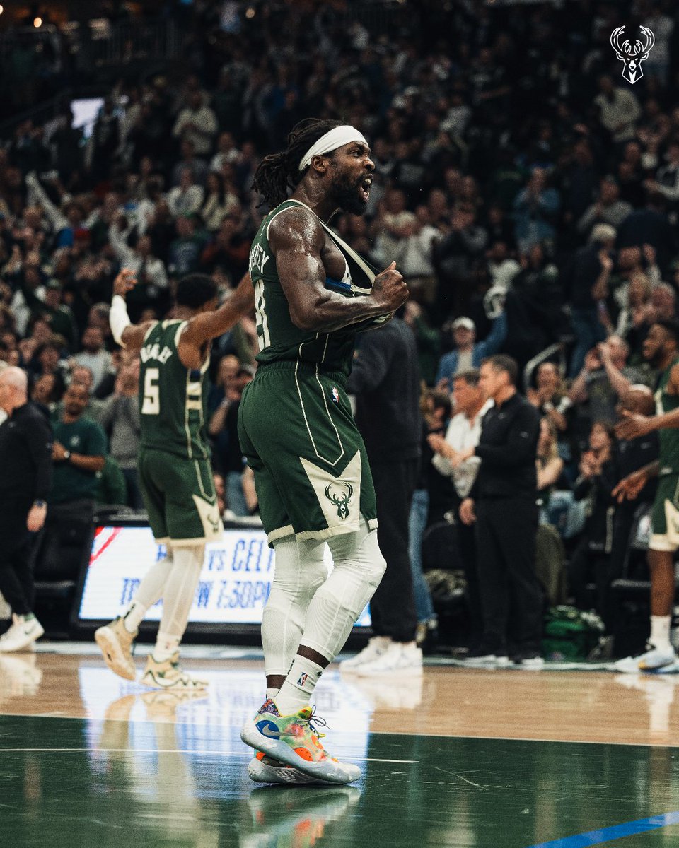 Bucks's tweet photo. Pat Bev did it all last night.

🔥 13 PTS
🔥 12 AST (playoff career-high)
🔥 4 REB
🔥 2 STL
🔥 1 BLK
🔥 +36 (game-high) https://t.co/vk5dhpUvj9