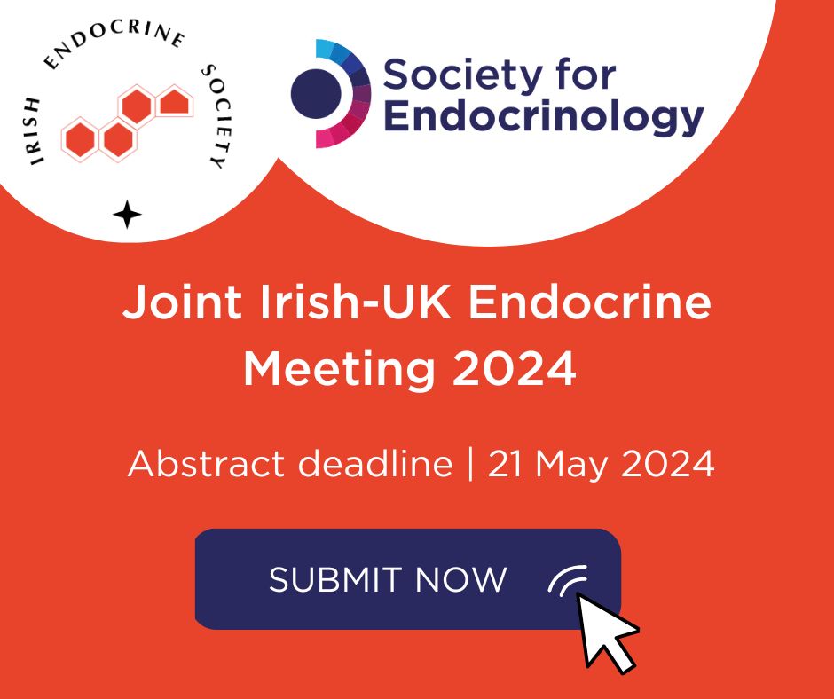 Less than 3 weeks left to submit your abstract for the Joint Irish-UK Endocrine Meeting 2024! Present your findings to over 600 professionals, network & receive insightful feedback from experts. 👉 Submit by May 21: endocrinology.org/events/joint-i… @JEndocrinology @IrishEndocrine