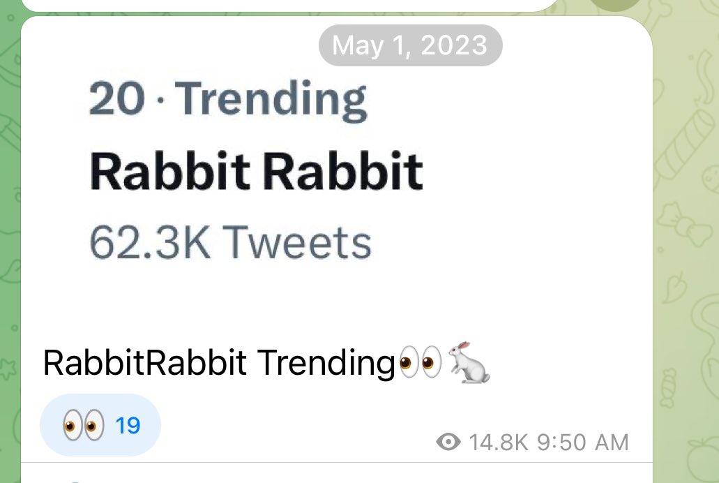 Rabbit Rabbit Trended last year and again today👀