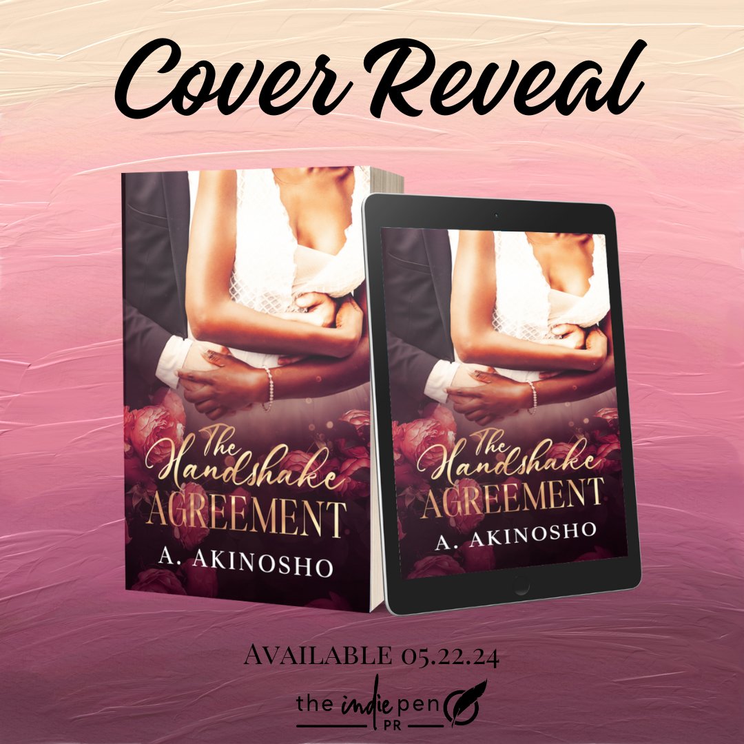 We are excited to share the #CoverReveal for The Handshake Agreement, by A. Akinosho! Keep reading for more details about this sexy, age gap #fakemarriageromance - Add it to Goodreads → bit.ly/3Uijdzk #blackgirlsread