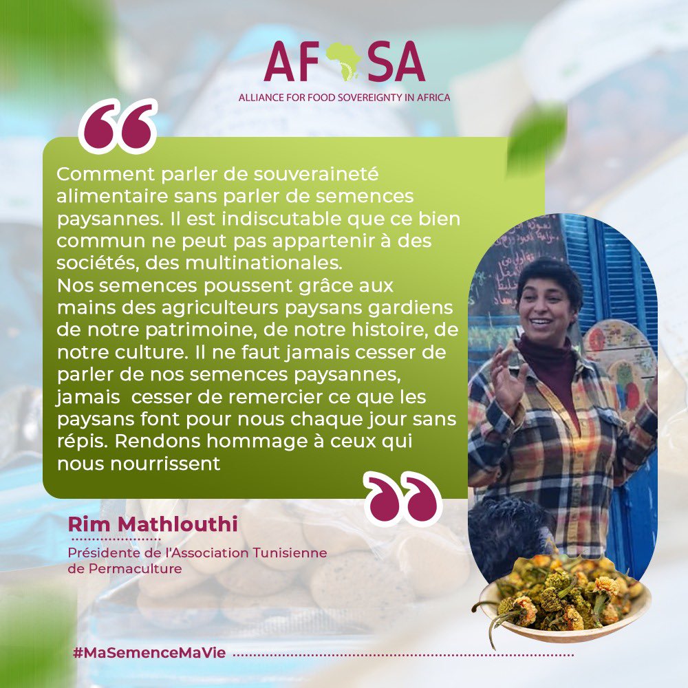 Ma Semence Ma Vie, une question de souveraineté alimentaire pour RIM Mathlouthi
@Afsafrica #MaSemenceMaVie