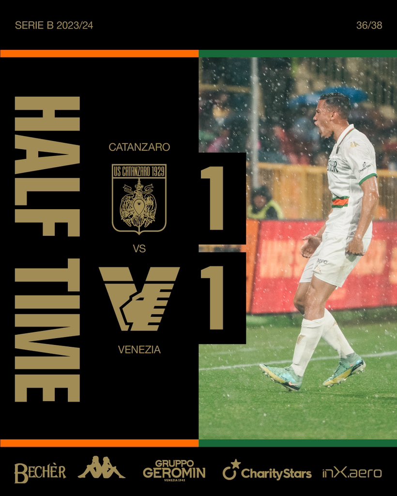 HALF TIME | #CatanzaroVenezia 1-1 5’ Pontisso 14’ Idzes #ArancioNeroVerde🟠⚫️🟢