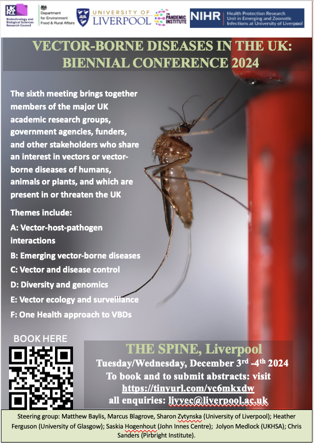 @UK_VBD (@ukvbd) on Twitter photo 8 months to the UK Vector-borne diseases meeting, Dec 3-4 2024, Liverpool. We have a great line up of plenary speakers: Prof Polly Roy (<a href="/LSHTM/">London School of Hygiene & Tropical Medicine</a> ); Prof James Logan (<a href="/LSHTM/">London School of Hygiene & Tropical Medicine</a>) and Dr Trisna Tungadi (<a href="/KeeleUniversity/">Keele University 🐿️</a>). Register, then submit your abstract - deadline is end of May. 8 months to the UK Vector-borne diseases meeting, Dec 3-4 2024, Liverpool. We have a great line up of plenary speakers: Prof Polly Roy (<a href="/LSHTM/">London School of Hygiene & Tropical Medicine</a> ); Prof James Logan (<a href="/LSHTM/">London School of Hygiene & Tropical Medicine</a>) and Dr Trisna Tungadi (<a href="/KeeleUniversity/">Keele University 🐿️</a>). Register, then submit your abstract - deadline is end of May.