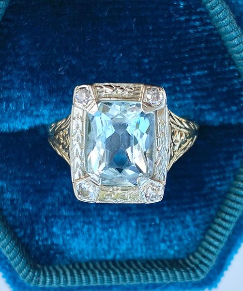 Excited to share the latest addition to my #etsy shop: Art Deco Aquamarine Ring, Aquamarine Birthstone Ring in 14k Gold with Diamonds etsy.me/4dlPnkP #antique #gems #ring #aquamarine #14k #gold  #diamond #ring #EtsyStarSeller #LittleWomenVintage #etsy #etsyshop