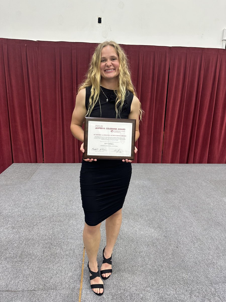 Last night we were able to celebrate <a href="/katy1darnell/">Katy Darnell</a> as she received the Jasper H. Colebank award. This award goes to a senior that represents what it means to be a Fairmont State Falcon on and off the court. Katy’s heart, drive and determination have been just that! Congrats Katy!