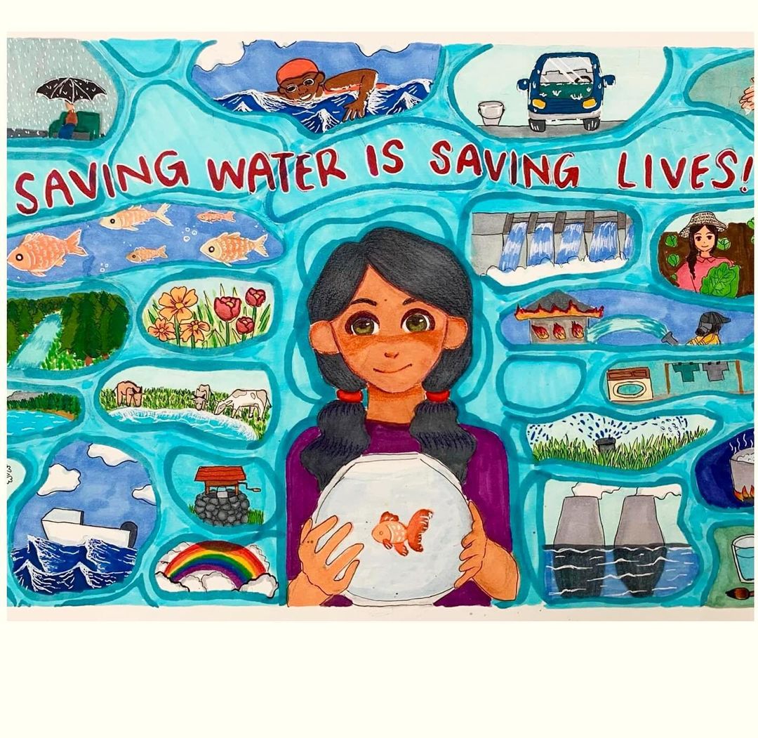 Congratulations to 12th grader Sarah Luna for winning 1st place in the 2024 WVWD ‘Water Wise Is’ art contest. Sarah’s piece explores a variety of ways to be wise with water in our community. She created this wonderful piece using watercolor and acrylic paints. Congratulations!