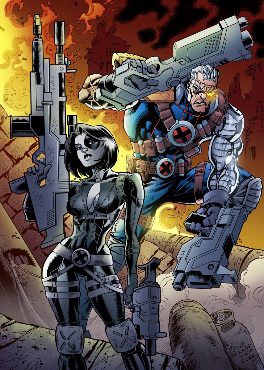 CABLE AND DOMINO. Ink by me, colors by Diego Albuquerque and pencils by @powrodrix 
.
#lyrioinks #xmen #Marvel #MarvelComics