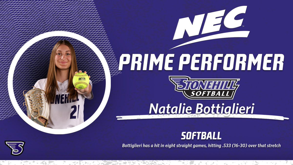 🥎PRIME PERFORMERS✌️ @Stonehillsball picks up a pair of @necsoftball weekly awards as both Harper Sullivan and Natalie Bottiglieri couldn't stop getting hits last week🤩 #GoHill | #NECSoftball