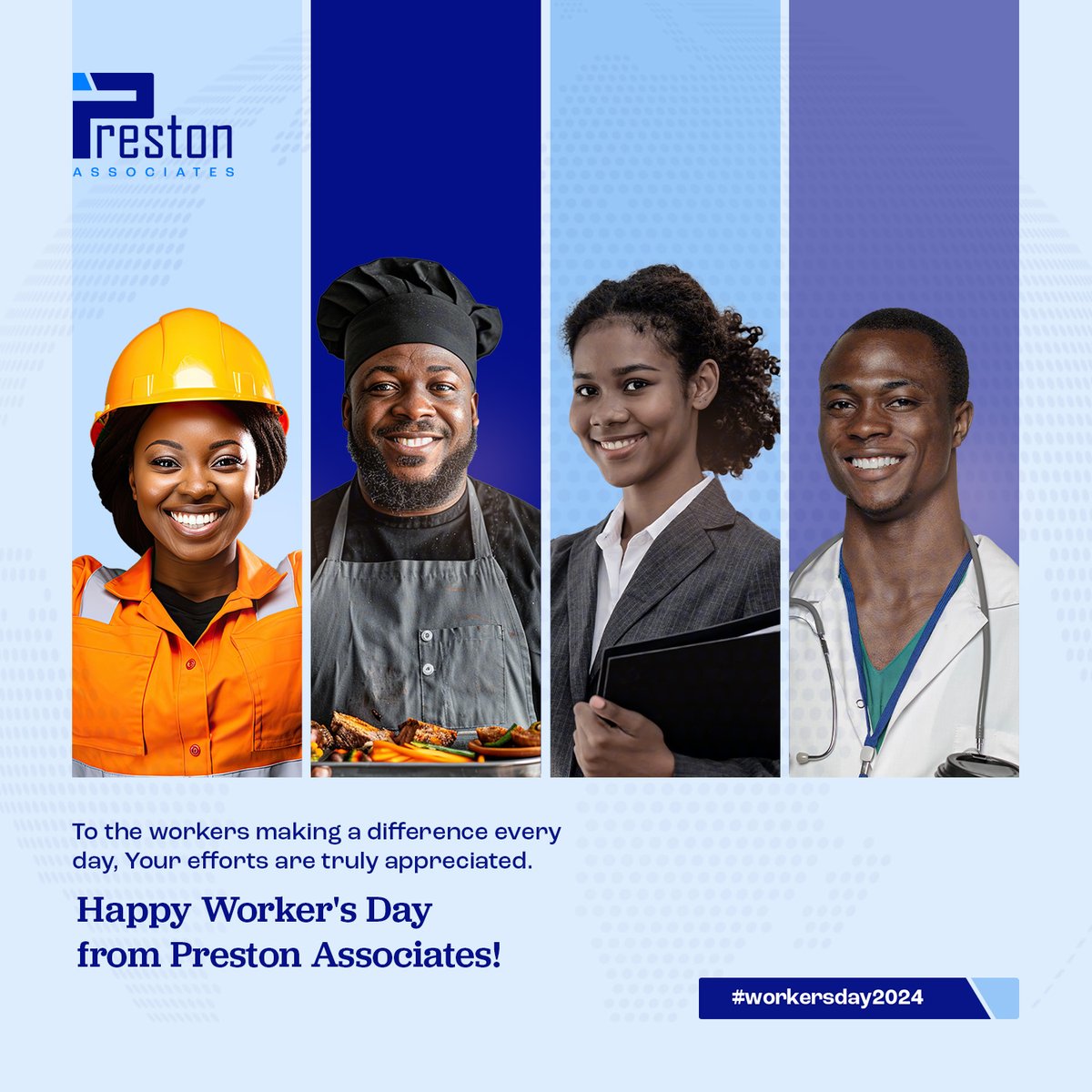 Happy Workers Day to our dedicated team at Preston Associates! Your hard work and commitment to excellence are the foundation of our success. Thank you for your unwavering dedication to reintroducing Africa to the world. #WorkersDay #PrestonAssociates