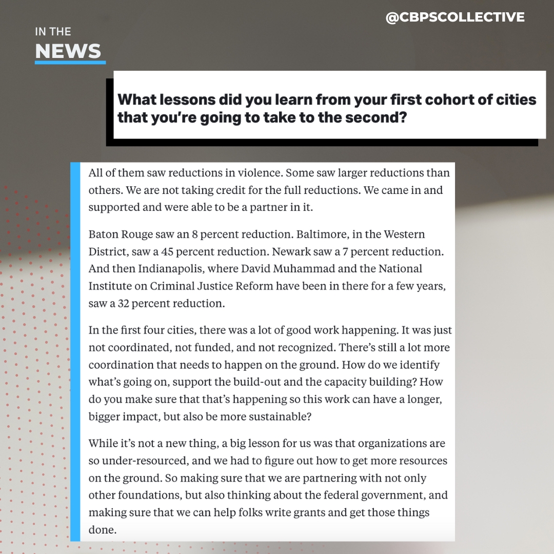 #InTheNews Coalition to Advance Public Safety (CAPS) embarks on a journey to replicate and enhance its community-driven violence reduction model, aiming to make a difference in four additional cities.  

Read Full Article: shorturl.at/eDHKO #CVI