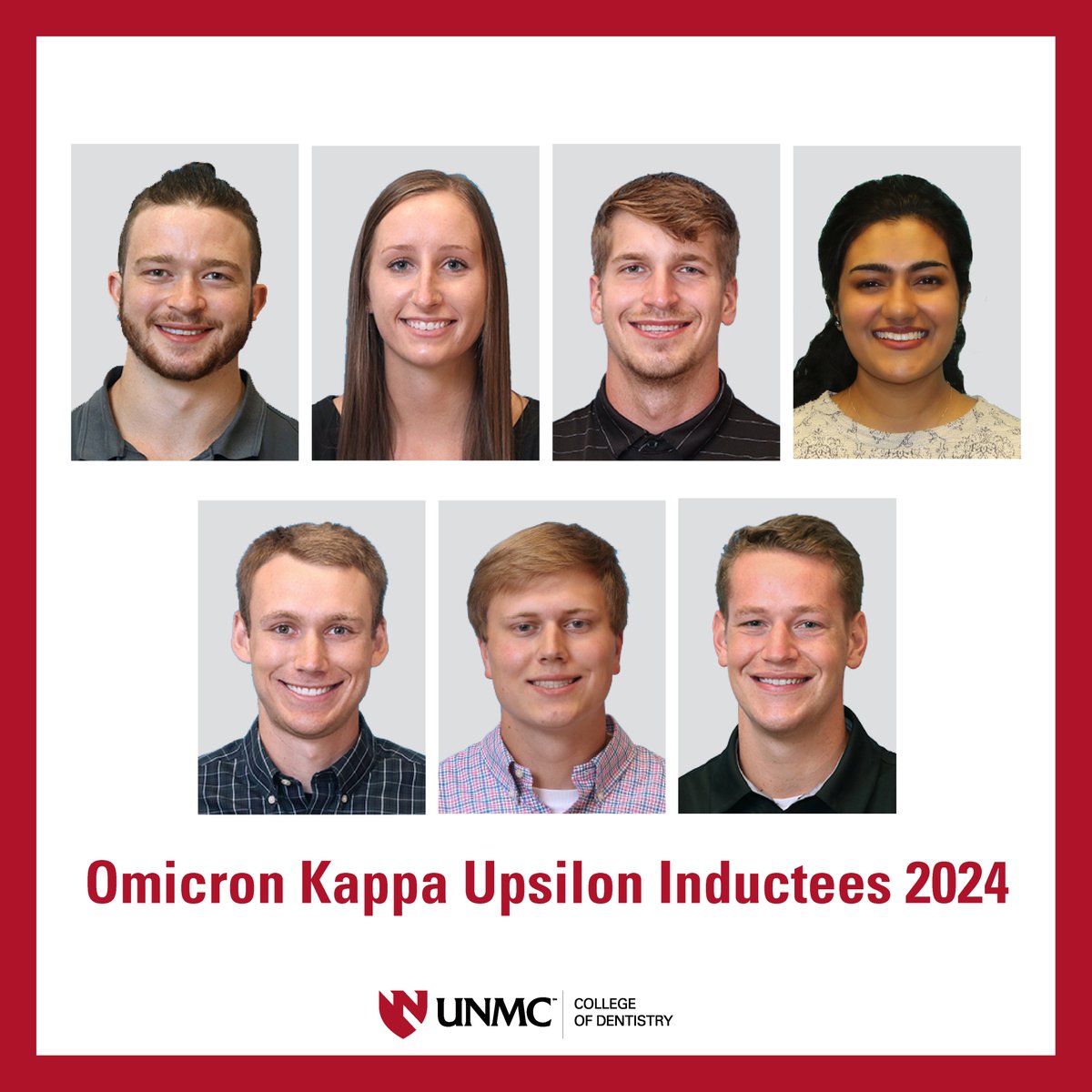 Congratulations to the following graduating dental students who were inducted into Omicron Kappa Upsilon, the National Dental Honor Society, on April 30: Nathan Canarsky, Amanda Engelbart, Brittan Hoppens, Merina Joseph, Landon Koth, Brent Schulte and Wade Starkey. #iamunmc