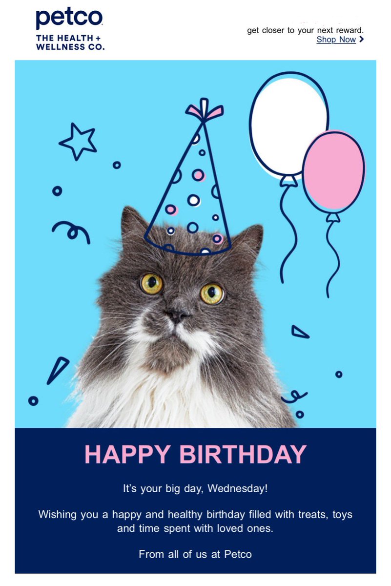 Guess what day it is?
@Petco was the first to wish me a happy birthday today.
That cat doesn’t look like me though. 😹 
~Wednesday 🐾 ❤️ 
#CatsOfTwitter #CatsOfX #HappyBirthday #PanfurSquad #BirthdayGirl