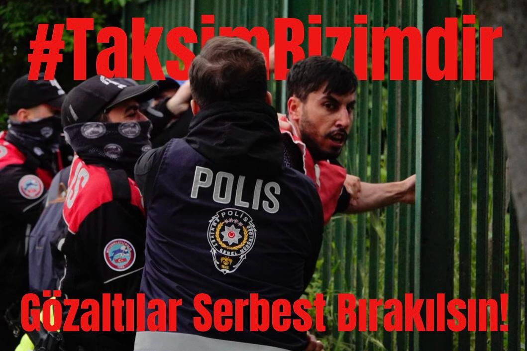Aralarında eş başkanımız Okan Danacı ve MYK üyelerimizin de olduğu onlarca yoldaşımız Taksim'e yürürken gözaltına alındı. Saatlerdir gözaltındalar. Yüzümüzü Taksim'e döneceğiz dedik, sözümüzden dönmedik. #TaksimBizimdir, gözaltılar serbest bırakılsın!