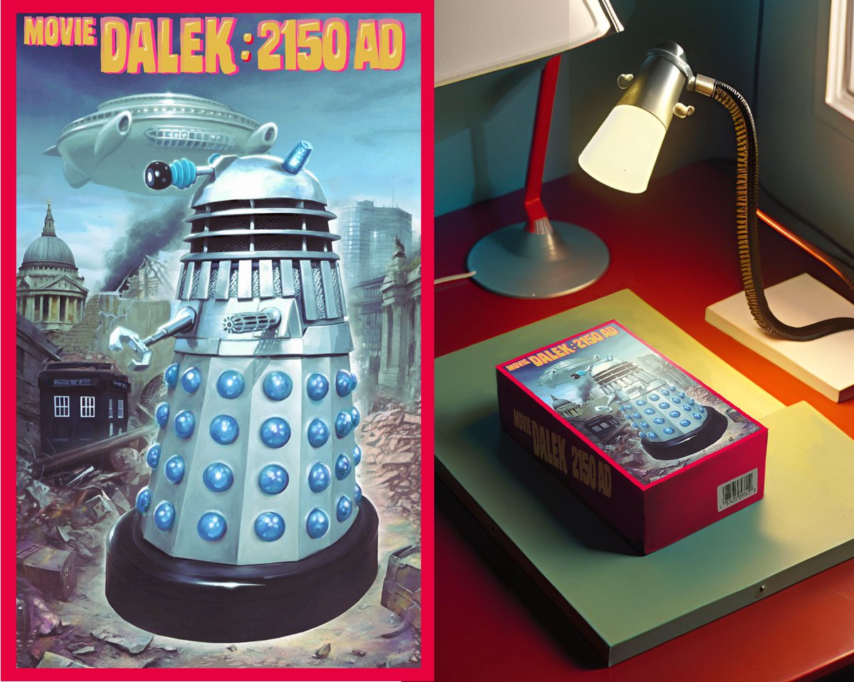 Movie Dalek, in a model kit / box art style. #ClassicWho #Dalek #TARDIS @StudiocanalUK