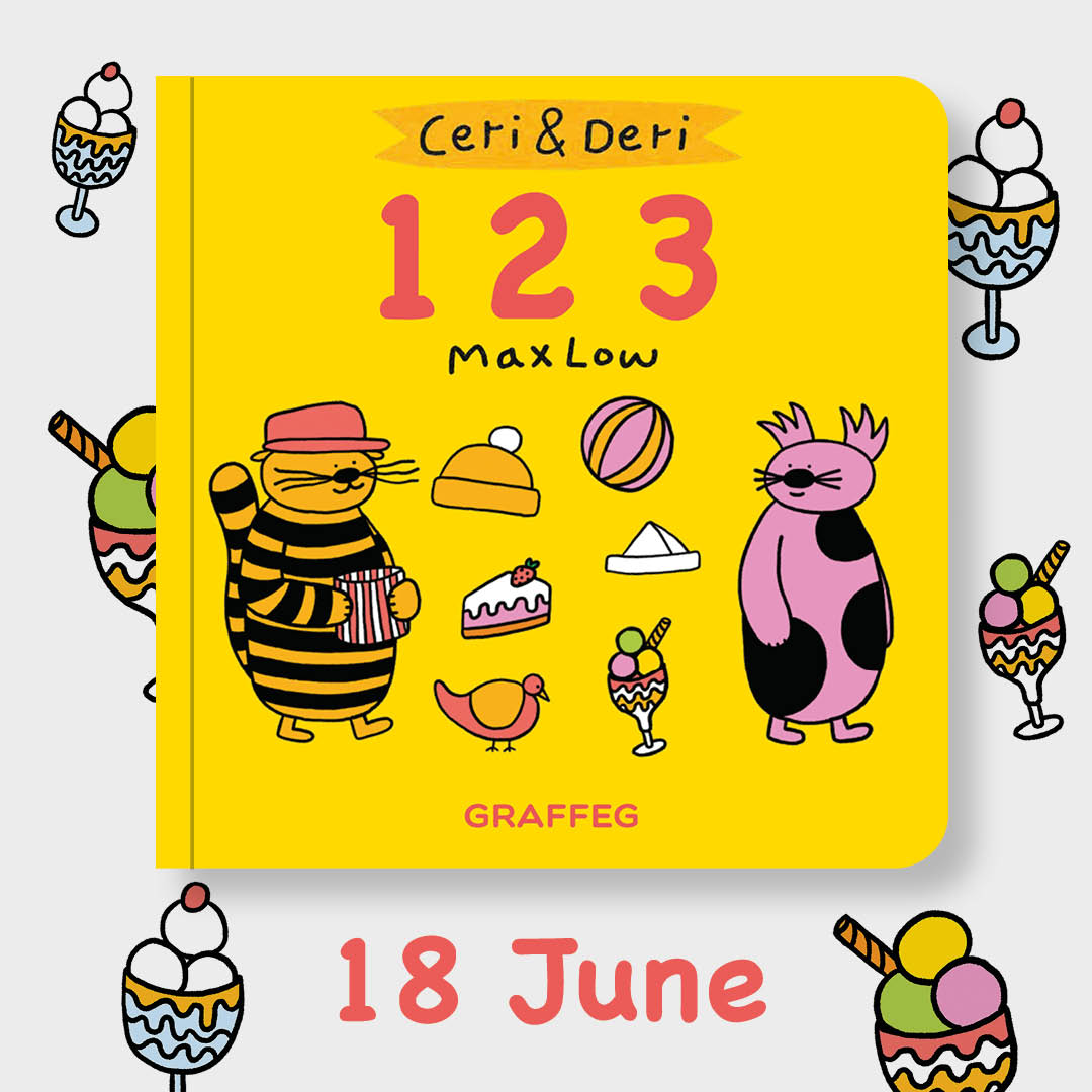 Max Low's illustrations are the perfect mix of colourful and quirky and will certainly have your little persons full attention. Enjoy learning how to count with Ceri & Deri! Max Low’s mischievous best friends! Available to preorder now and available in English and Welsh