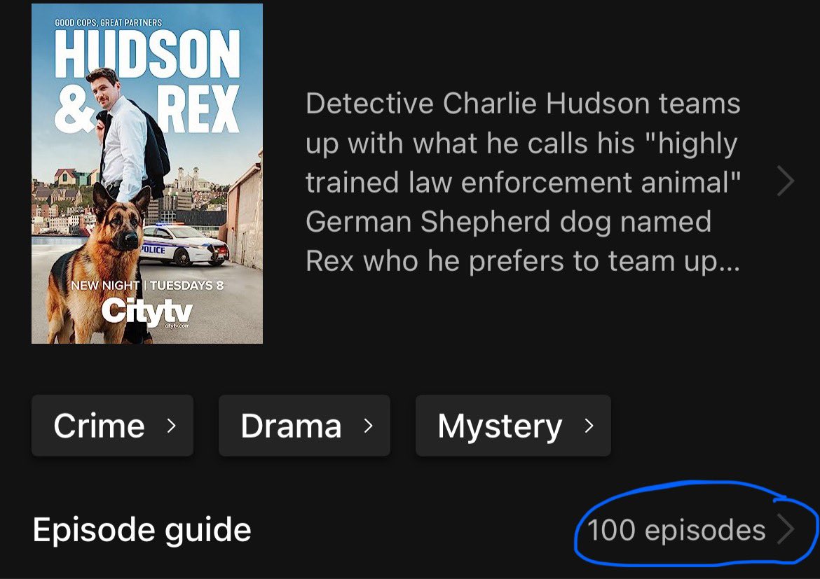 So are we just not going to talk about the fact that the season 6 finale episode of #HudsonAndRex which aired last night was the 100th episode of the show?? 
@hudsonandrex @City_tv