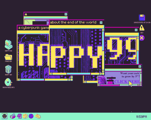 THE HAPPY99 PVP demo is out. Grab a friend/enemy and become 1337 h4x0rz and try to steal confidential data from each other's new computers. 💾 LINK BELOW 💾