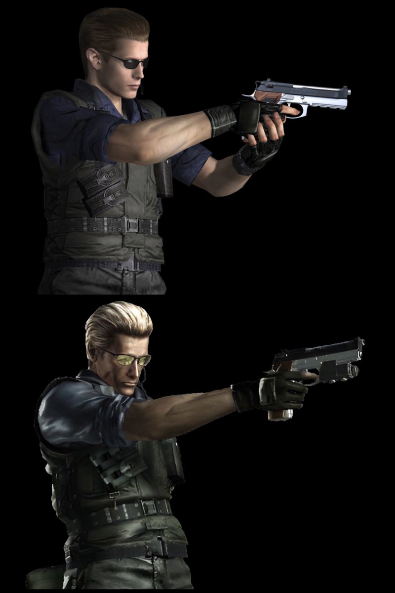 I’m a big fan of Wesker’s S.T.A.R.S look! Here’s both of Wesker’s S.T.A.R.S outfits as seen in RE1 Remake and RE5! I really like the one handed aim he does, I would really like if in future playable instances, he aims his pistol one handed!

#REBHFun #ResidentEvil #Wesker