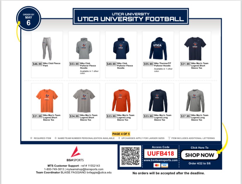 Store is OPEN!  Grab your Utica gear!🟠🫎

🗓️: May 6th shop closes.  

🔗: bsnteamsports.com/shop/UUFB418

#FearTheMoose #UticaGuy #Uncommon