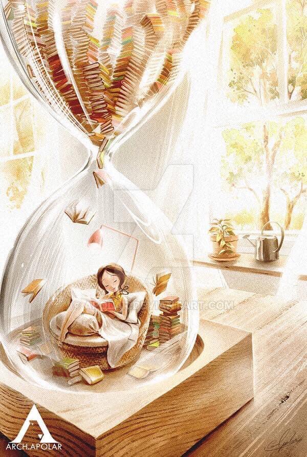 ⏳❤️📚⌛️
“Like sands through the hourglass...so are the days of our lives.”

“Inside The Hourglass” by Arch Apolar (apolar.deviantart.com) @ArchApolar 

#hourglass #daysofourlives #ArchApolar #apolar #readingandart #books #bookart #literaryart #fiction #bookstack #bookpile