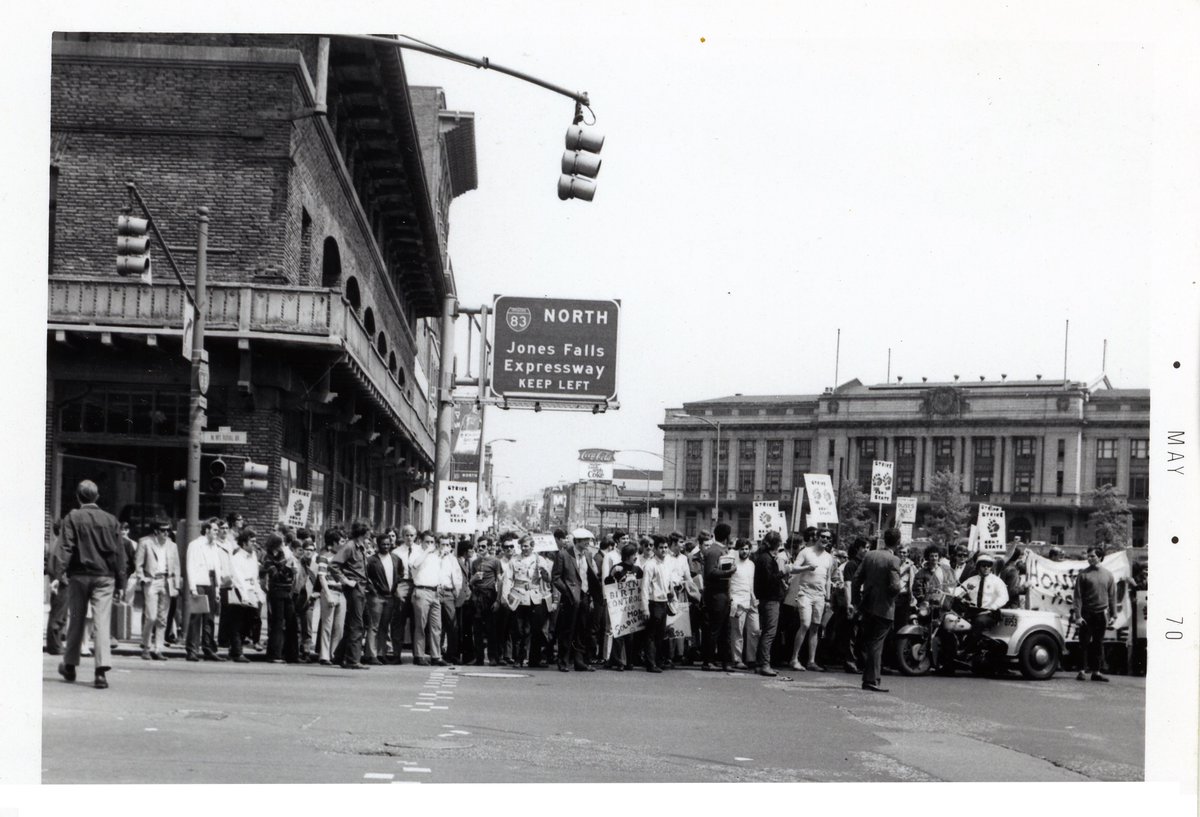 One of our History majors found these in our archive: photos taken 54 years ago this month of national student strike protests at the University of Baltimore against the Vietnam war and the killing of four Kent State students by National Guardsmen.