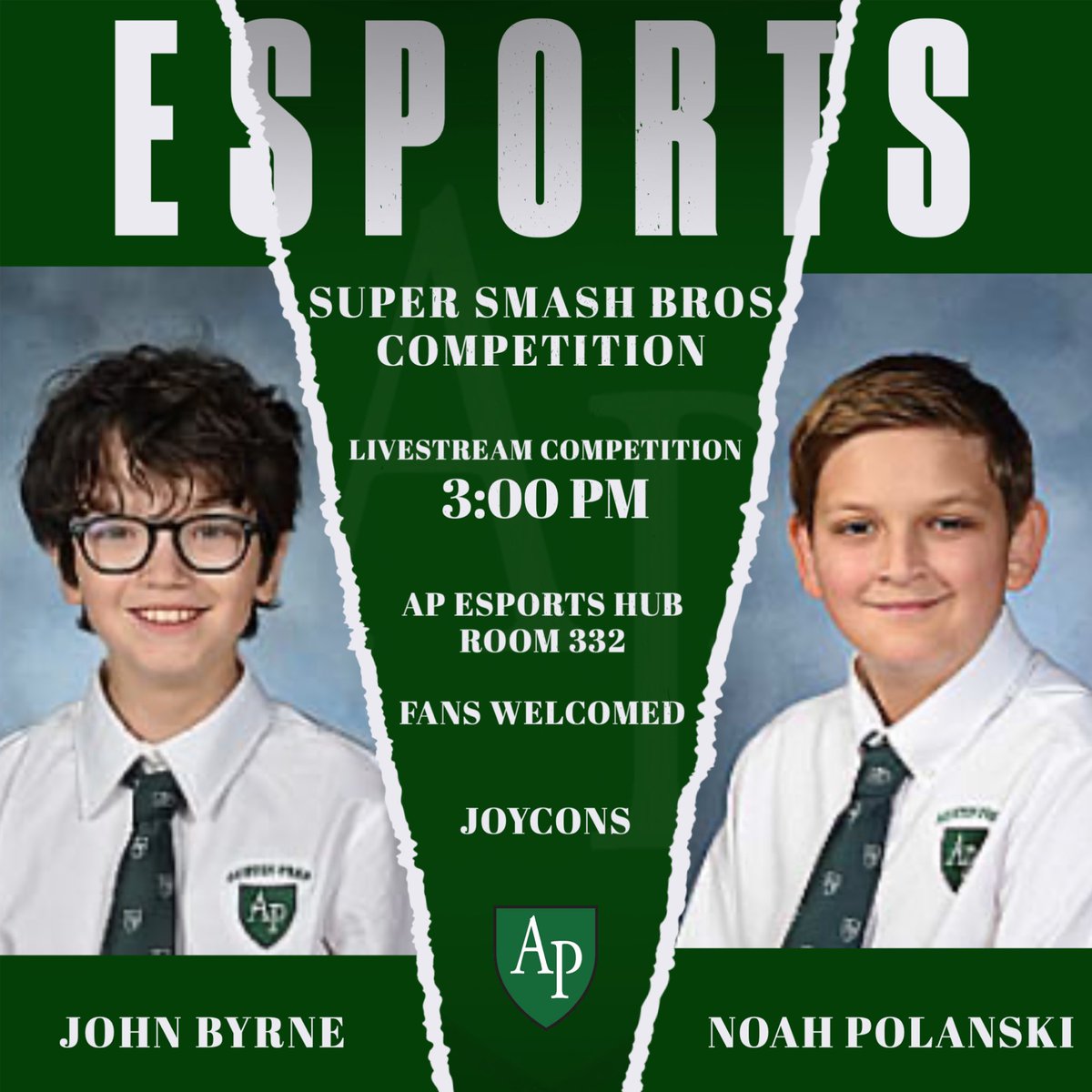 First ever Esports competition for @AustinPrep is today at 3 pm!! Fans are welcomed in Room 322 after school! Good luck!!! #unitas