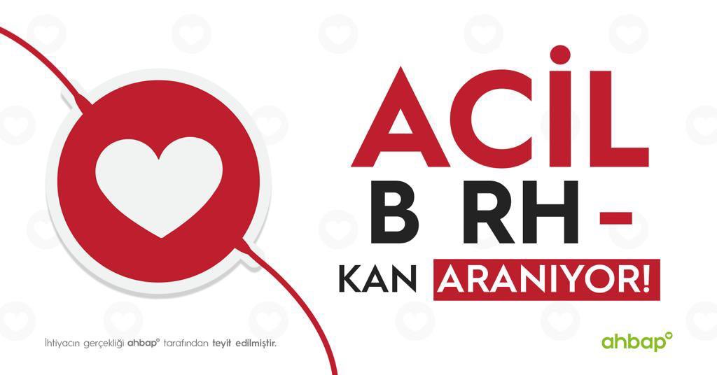 #Ankara Etlik Şehir Hastanesinde tedavi görmekte olan Muzaffer Badiğinli için çok #acil B Rh (-) #trombosit kan ihtiyacı vardır. **Cebeci Kızılay Kan Merkezine hasta bilgileri ile bağış yapılabilir. İletişim: 0546 280 40 74