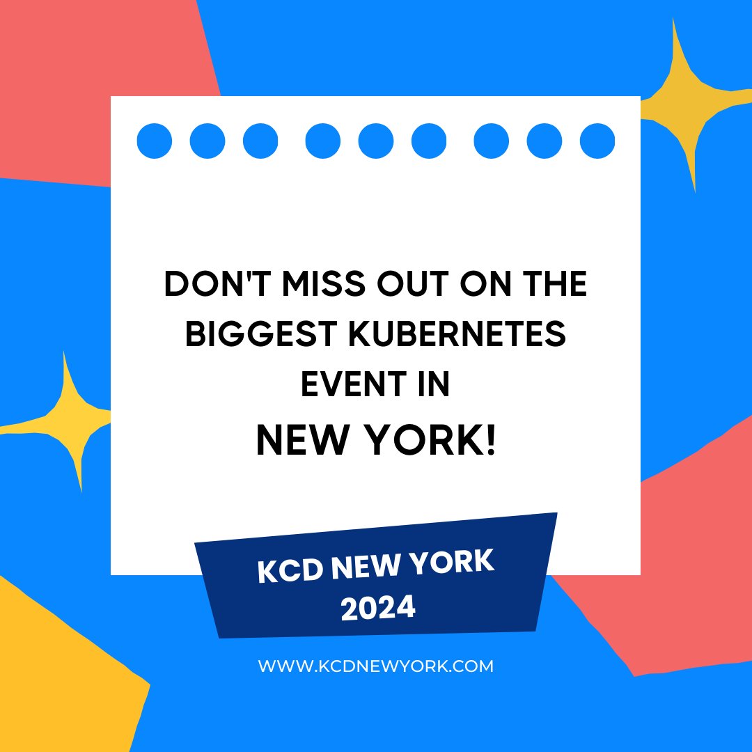 Don't miss out on the biggest Kubernetes event in New York! Join us at Kubernetes Community Day on May 22 for an unforgettable experience. Tickets are ALMOST sold out - secure yours now! 

tickets.kcdnewyork.com

#KCDNewYork #Kubernetes #CNCF
