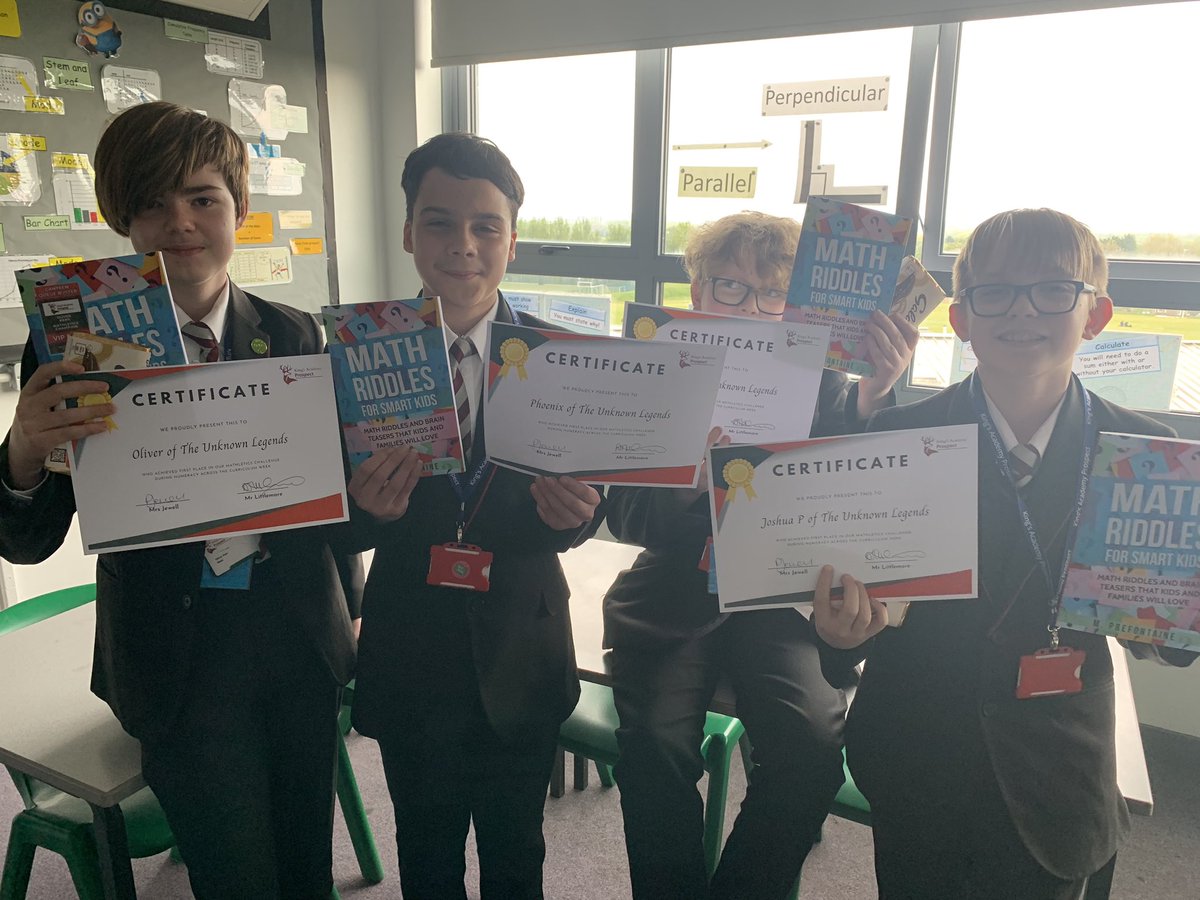 MathsProspect's tweet photo. Results day for the Mathletics competition for @kaprospect Year 7s. The winners are very happy with their prizes - which included a two week canteen queue buster pass 💙 https://t.co/3G2XCkLPm4