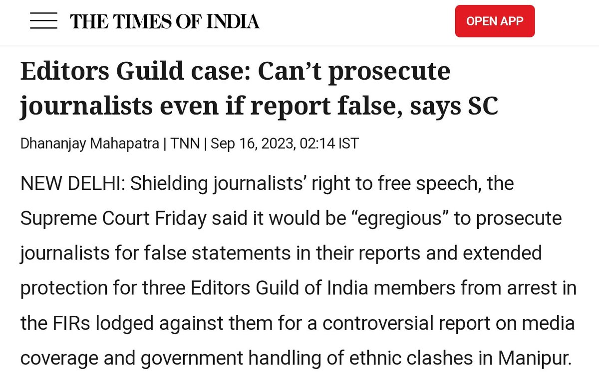 “The report may be right or wrong. But that is what free speech is all about” : A CJI-led bench said as a Meitei NGO alleged falsehoods propagated by Kukis in the EGI report.