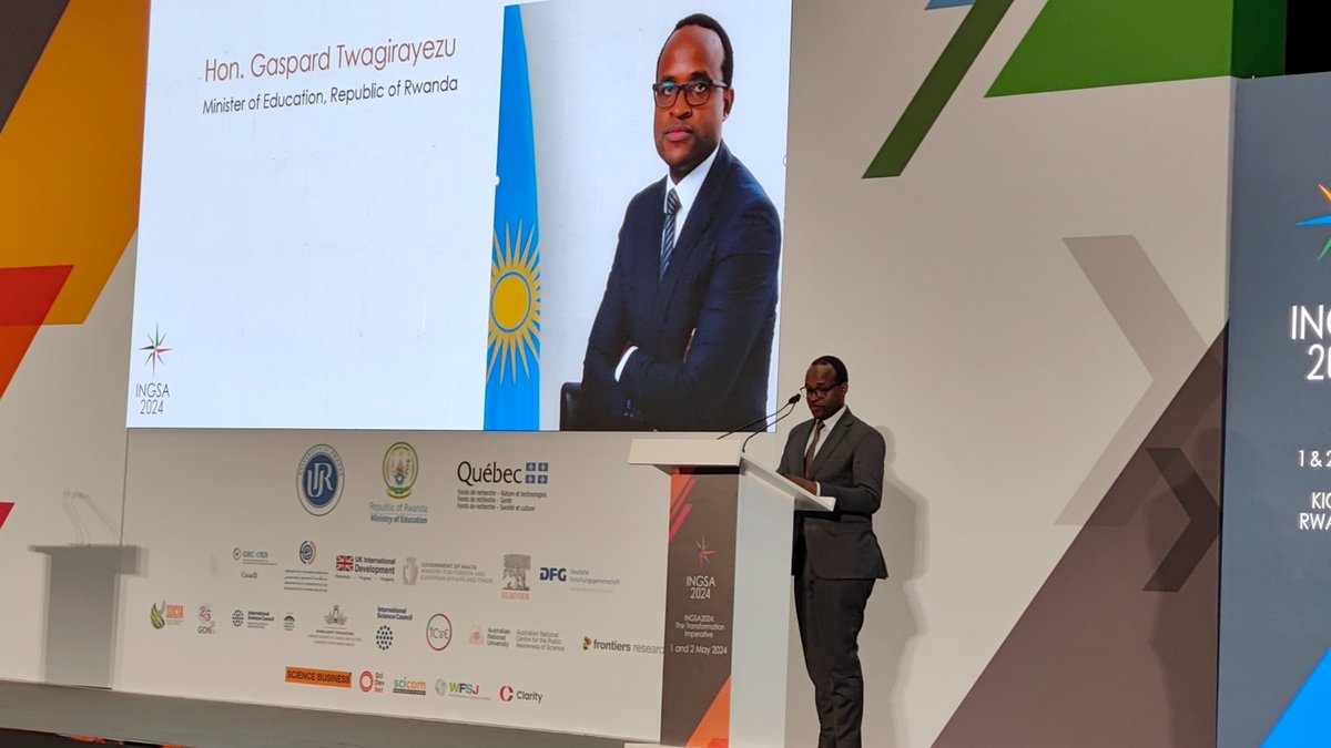 🎙️ «This proves how #ScienceAdvice & #ScienceDiplomacy at are the center of our Vision 2050 plan for #Rwanda.

We will leverage AI and emerging technologies for sustainable and inclusive growth and better policymaking» @gtwagirayezu @Rwanda_Edu

#INGSA2024 #SciDip