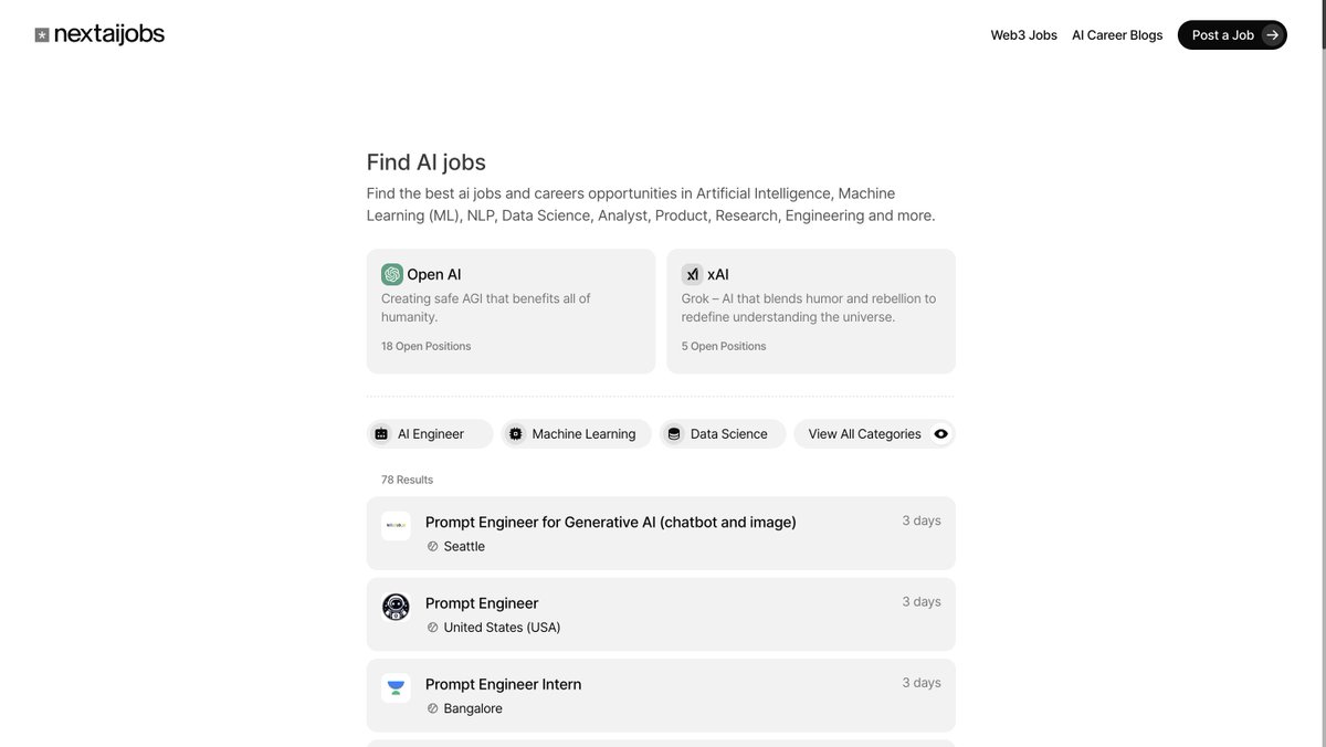 🌟 Looking for the top AI jobs? Check out 'Next AI Jobs,' the #1 AI Job Board available now! 🚀💻 #AI #JobBoard Visit us at aitoppicks.com @_justYoges