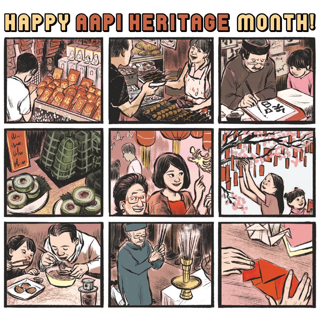 Happy AAPI Heritage Month, everyone! (The art is by the amazing LeUyen Pham from our book Lunar New Year Love Story.)