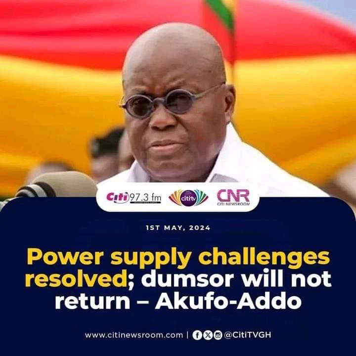 RESOLVED!!!

Emphatic, Categorical , No Excuses 

8years stable power, 10weeks set back…

Massive, Massive, Massive Leadership 🔥🔥🔥