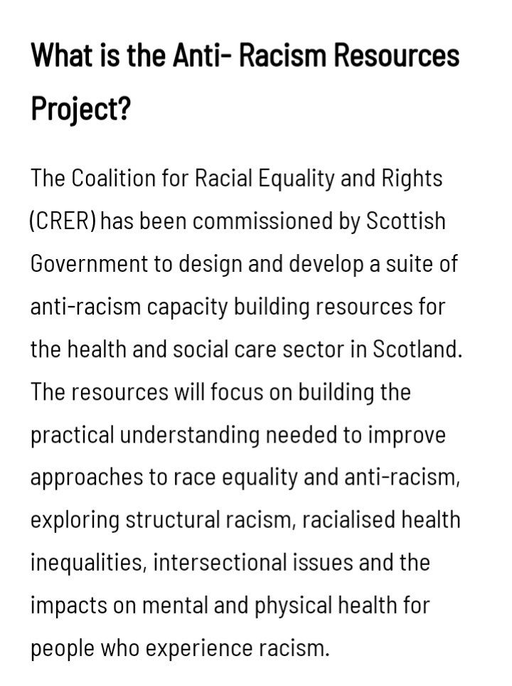 Health and Social Care in Scotland Anti-Racism Resources Project crer.org.uk/hsc-arresources