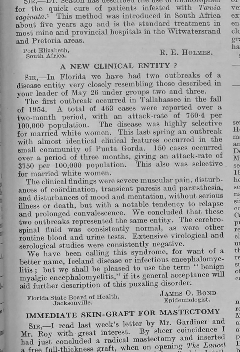 From The Lancet, 4th August 1956. He was in between missions when he wrote this. #myalgicencephalomyelitis #myalgice #chronicfatiguesyndrome #mecfs #cfsme #cfs