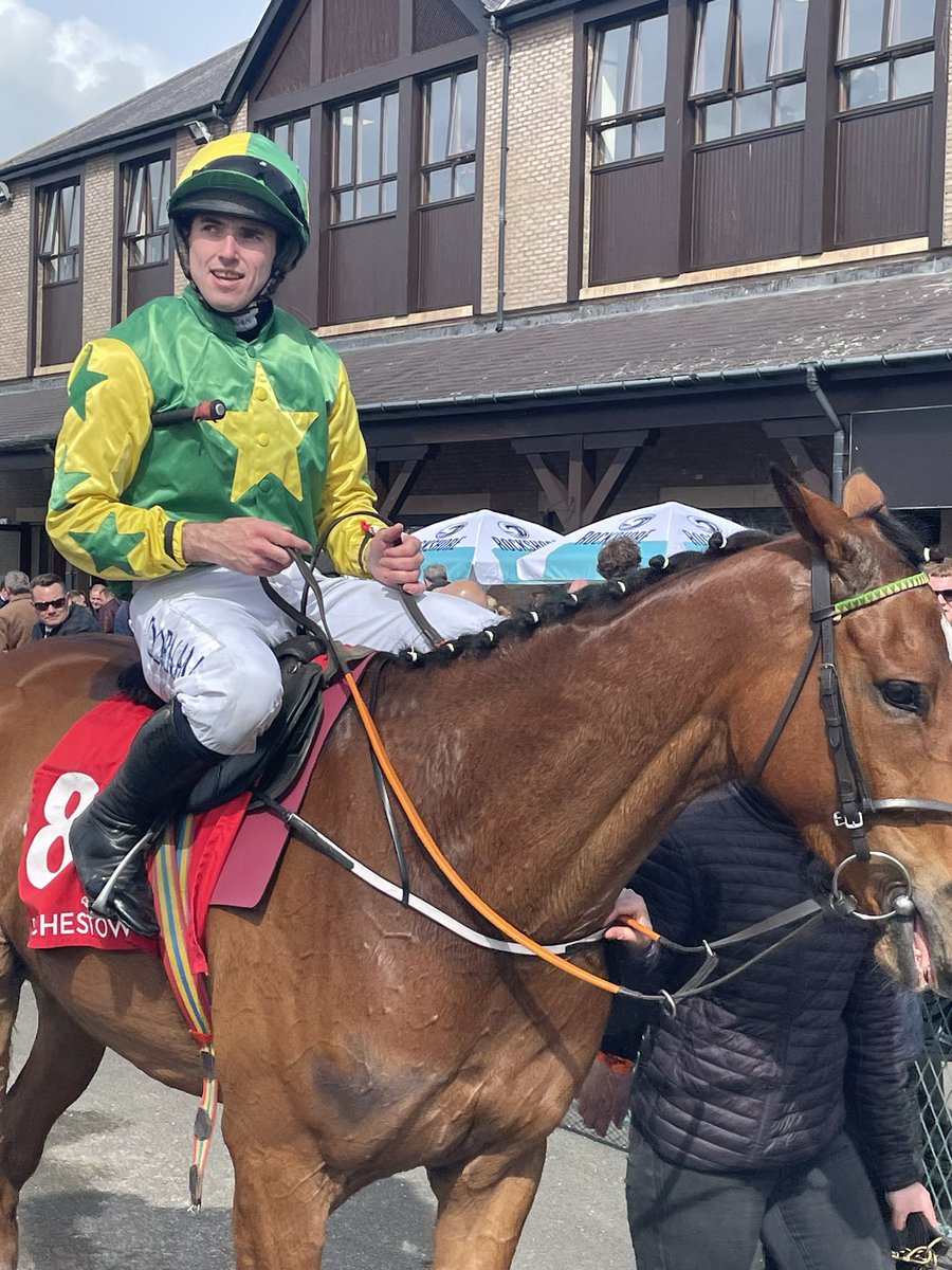 Jockey Darragh O Keefe and Gorgeous Tom winners of the Louis Fitzgerald Hotel Hurdle @punchestownrace