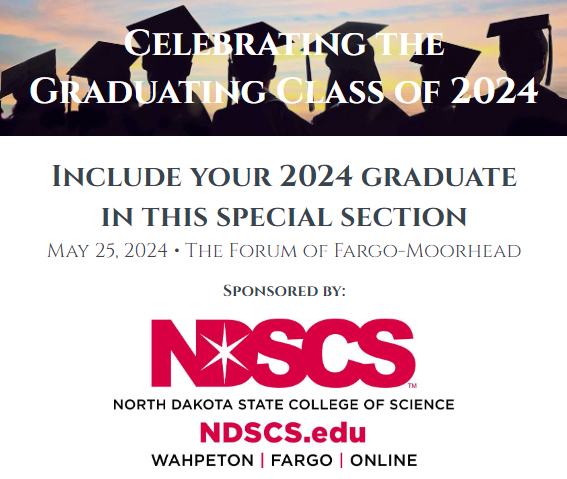 It's time to celebrate the Graduating Class of 2024! Submit a photo of your 2024 grad at the link below for them to be featured in The Forum’s 2024 Graduation section at no charge! This special section will run on May 25, 2024.inforum.com/community/cont…