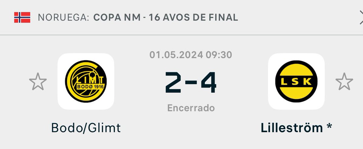 🚨🚨🚨INFORMAÇÃO 🚨🚨🚨 O bodo/glimt acaba de ser eliminado na copa da Noruega.