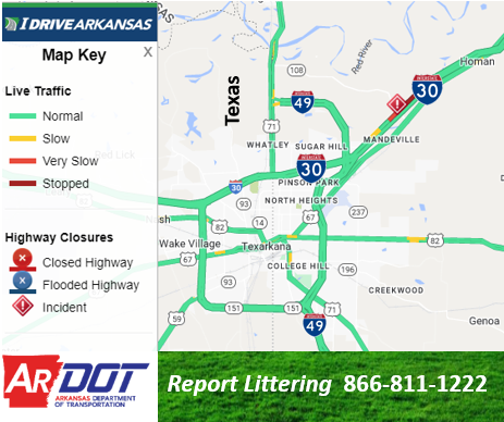 Miller Co: (UPDATE) I-30 WB right lane/shoulder remain blocked due to a multi-vehicle accident near Hwy. 108 Exit 7 in Texarkana.  Monitor at IDriveArkansas.com.  #artraffic #swatraffic 
 twitter.com/IDriveArkansas…