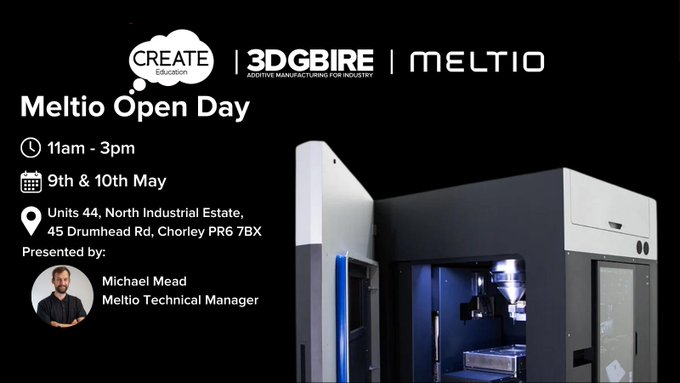 🤲Get hands-on with the new @Meltio M600 and hear from one of the UK's leading technical experts about this groundbreaking technology! 📅 Dates: 9th/10th May ⏰ Time: 11:00AM - 15:00PM 📍 Location: Chorley 👉Sign up here: eventbrite.com/o/3dgbire-2015… #3dprinting #cpd