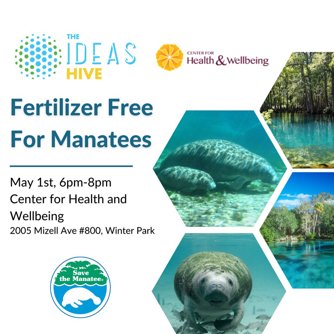 Join us and IDEAS For Us - Orlando TONIGHT Wednesday, May 1st from 6-8p.m. to learn about manatees and how to be a good fertilizer-free steward! More info here: facebook.com/events/1231904…