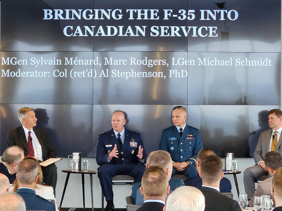 How do we bring the F-35 into Canadian service? Our fellow Al Stephenson speaks to Joint Strike Force PEO LGen Schmidt, @RCAF_ARC’s MGen Ménard, and Marc Rodger’s from @NationalDefence ADM (Mat) #TripleHelixNORAD