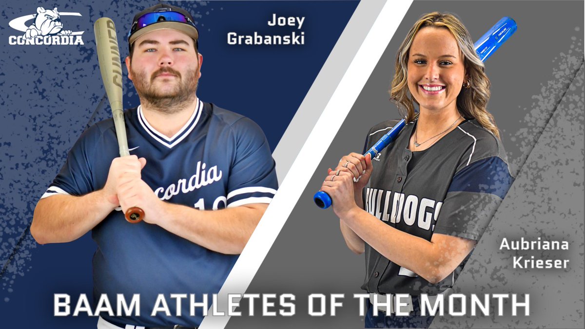 🐾 Introducing our BAAM Athletes of the Month for April 2024 ...

⚾ Joey Grabanski, <a href="/cunebaseball/">Bulldog Baseball</a> 
🥎 Aubriana Krieser, <a href="/cunesoftball/">Concordia Softball</a> 

RELEASE ➡️ cune.edu/athletics/news…