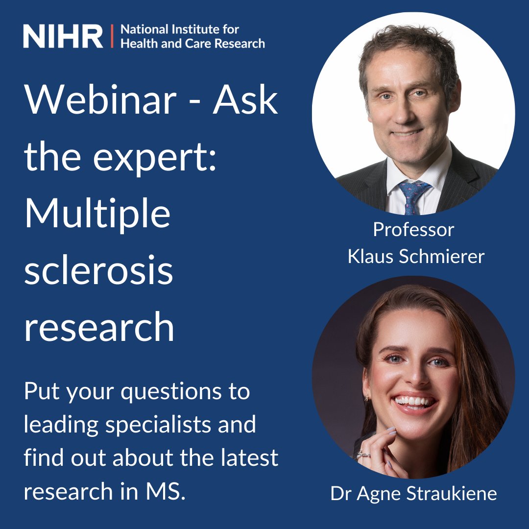 Do you have questions about #MultipleSclerosis research? Ask the experts in our free webinar on Thursday 16 May 2024, 5-6pm BST. Can't make the live event? Register to be sent the recording. Register now: forms.gle/mN3yf72ghdvH6K… #BePartofResearch