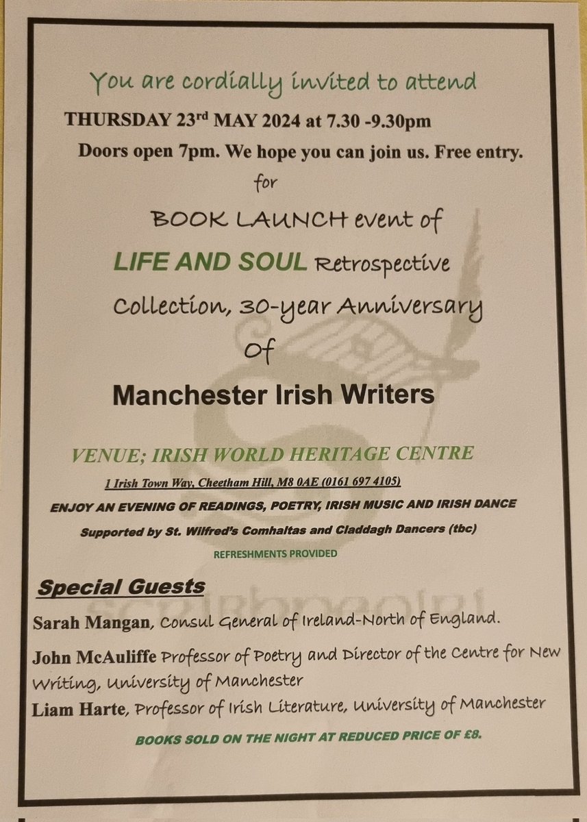 Happy Bealtaine Day to all. Date for diary. All special guests confirmed now. @GerryMolumby @RoseAMorris @AlishUnderhill @FreaCommunity @Mayfly59 @irishinbritain @theirishpost @HannahKateish @KirraneMs @marytilki @McrCommCentral @IrishWritersCtr @irishinuktv