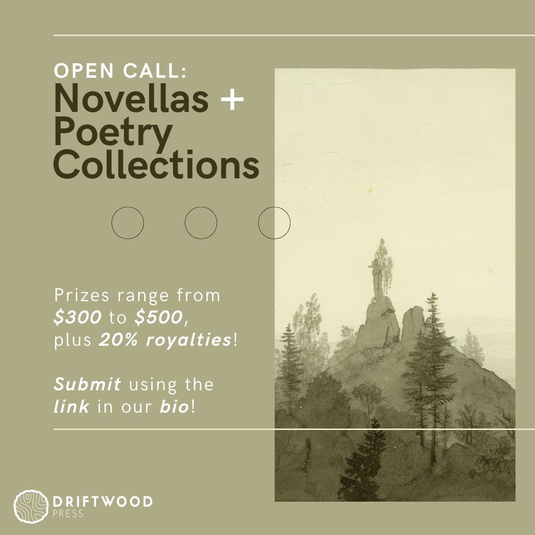 Driftwood Press is looking to publish poetry collections and novellas!🌲Use the link in our bio for details.  

#poetrycollection #novellas #callforsubmissions