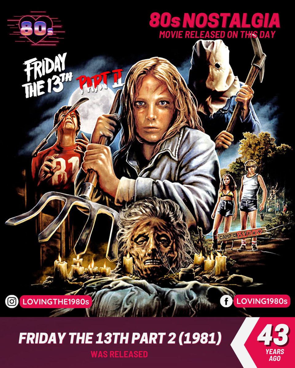 43 years ago today, Friday the 13th Part 2 was released! 📷 #Lovingthe80s #80sNostalgia #80smovie #80shorror #Fridaythe13th
