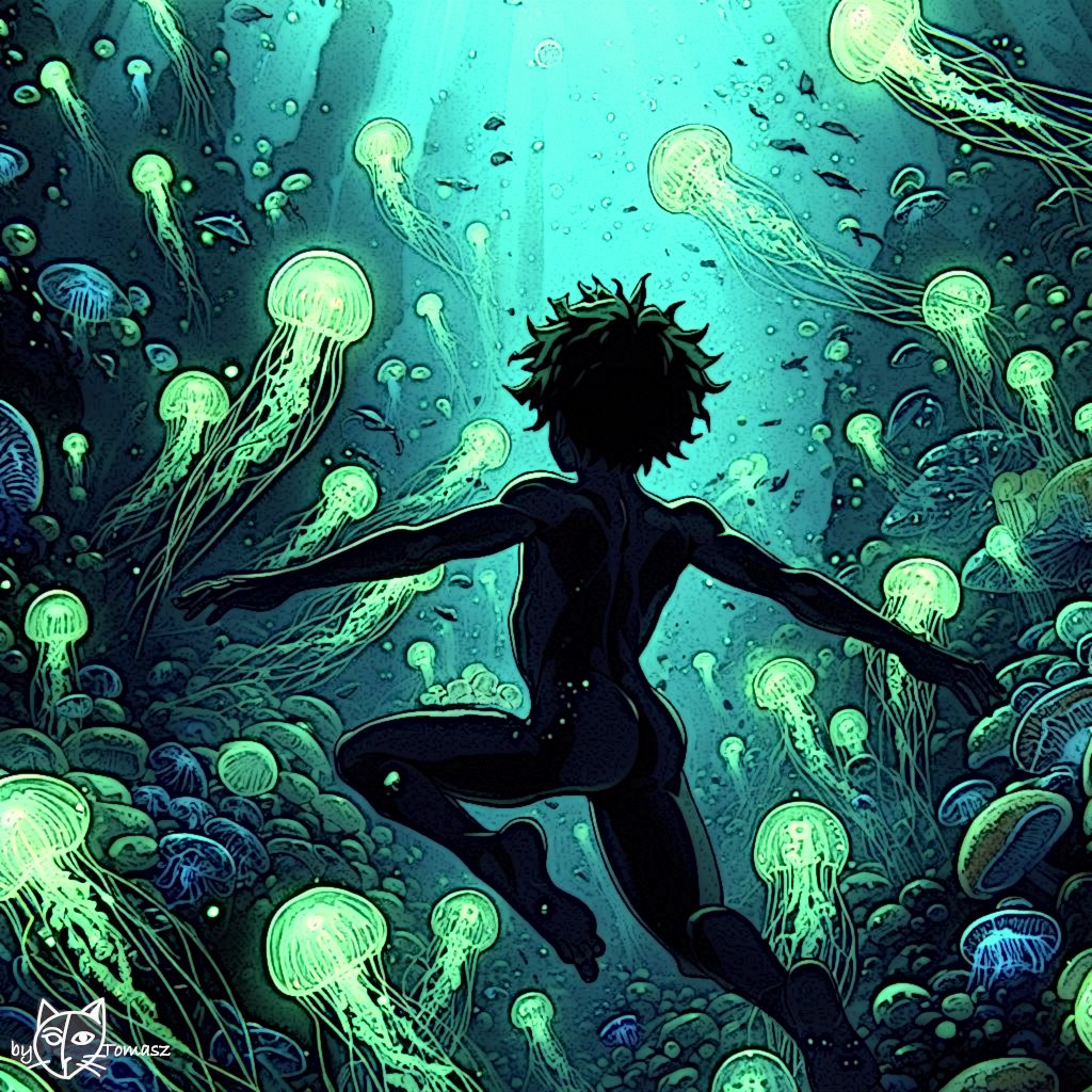 #digitalart #illustration #artist #sketch #artwork #drawing #art #painting #digitalartdesign #AnimeArt #anime #animeboy #animedrawing #animelover #animeworld #animefan #mangaart #mangadrawing #mangastyle #mangaboy #illustshare #diver #diving #underwater #jellyfish