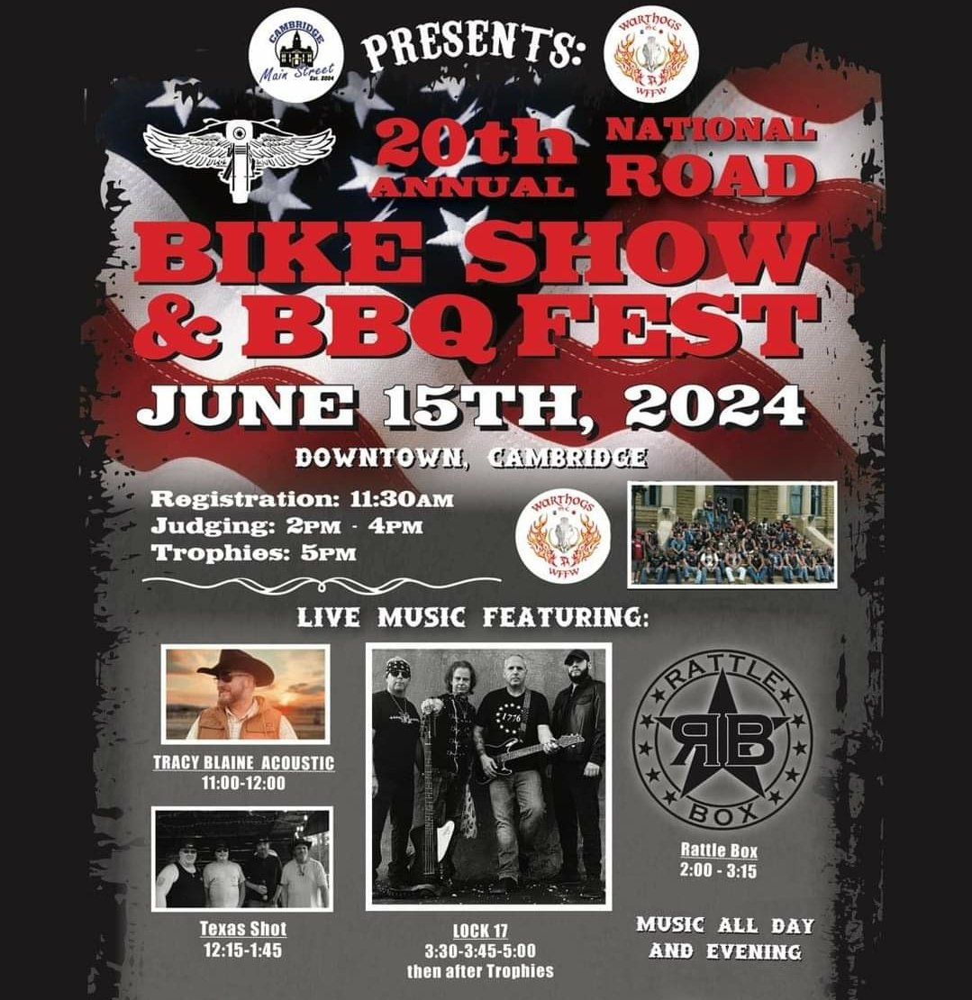 20th annual National Road Bike Show & BBQ Fest June 15 in Cambridge, OH #bikerfest #bikefest #motorcycle #motorcycleshow #motorcyclelifestyle #motorcyclist #bikersfortrump #bikersforfreedom #bikeshow #biker #harleydavidson #indianmotorcycle